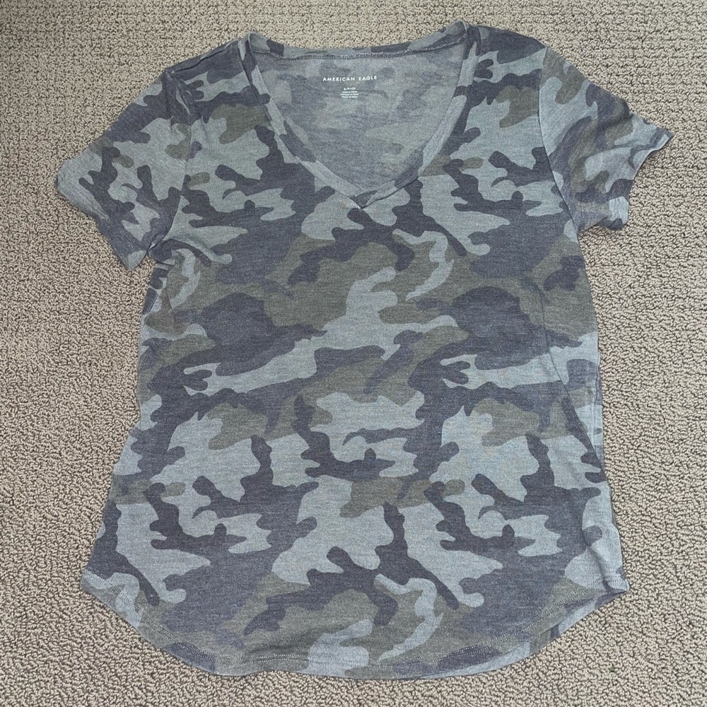 AE Soft & Sexy Camo V-Neck T-Shirt